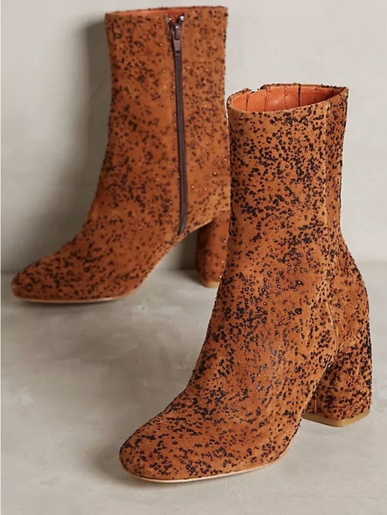 Miista Shoes - Like New! MIISTA Adrianna Printed Glitter Block Heel Ankle Boots